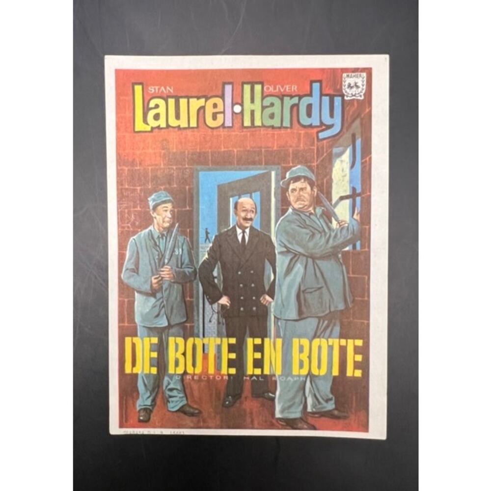 Spanish Laurel and Hardy Movie Herald Handout Pardon Us Rerelease Boat to Boat